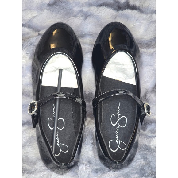 NWOT Jessica Simpson Girls' Amy Jeweled Buckle Ballet Flat in Black Size 5 - Picture 5 of 8
